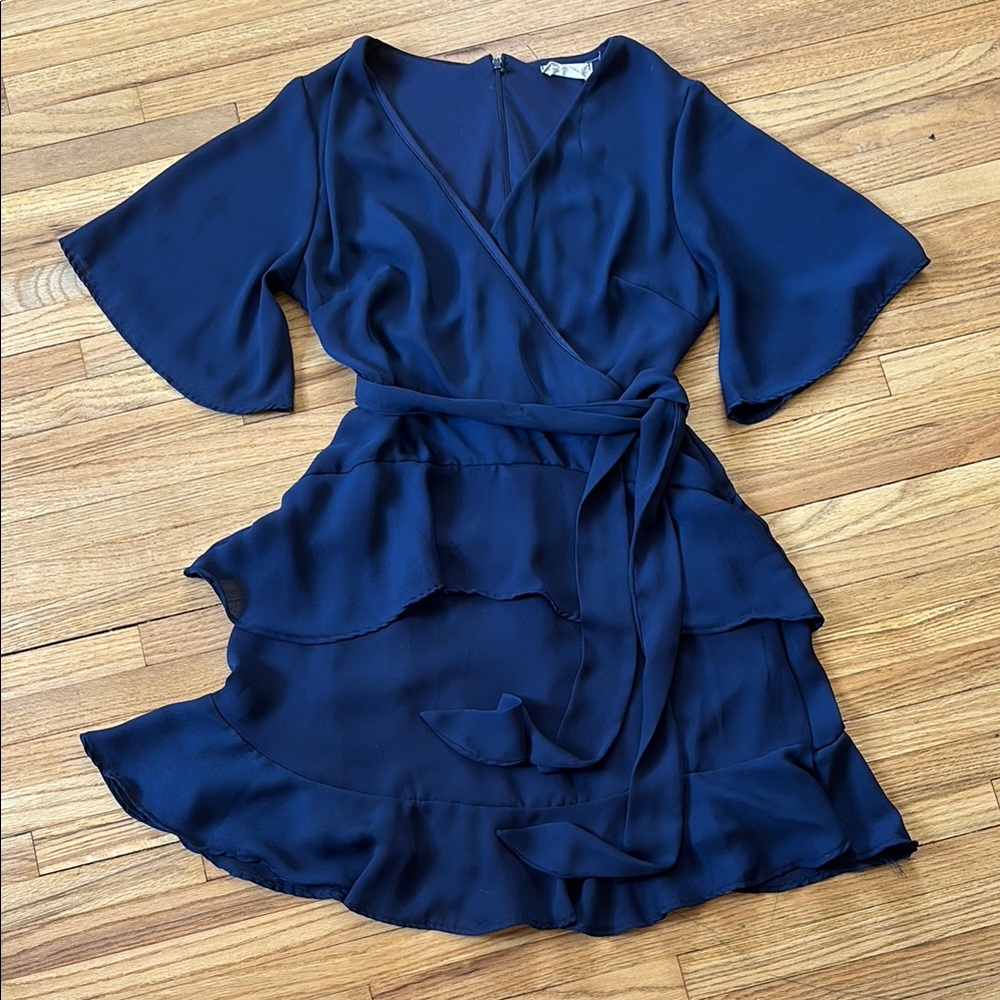 Elegant Navy Wrap Dress